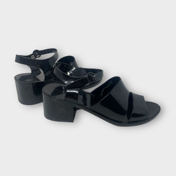 Black Jelly Strap Sandals Sz 10 Chic Goth Summer Platform Sandals - Picture 2 of 9
